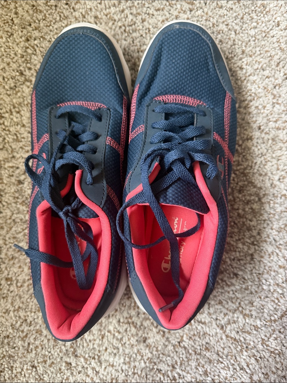 Champion Women's Navy and Pink Mesh Running Sneakers